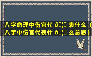 八字命理中伤官代 🦍 表什么（八字中伤官代表什 🦊 么意思）